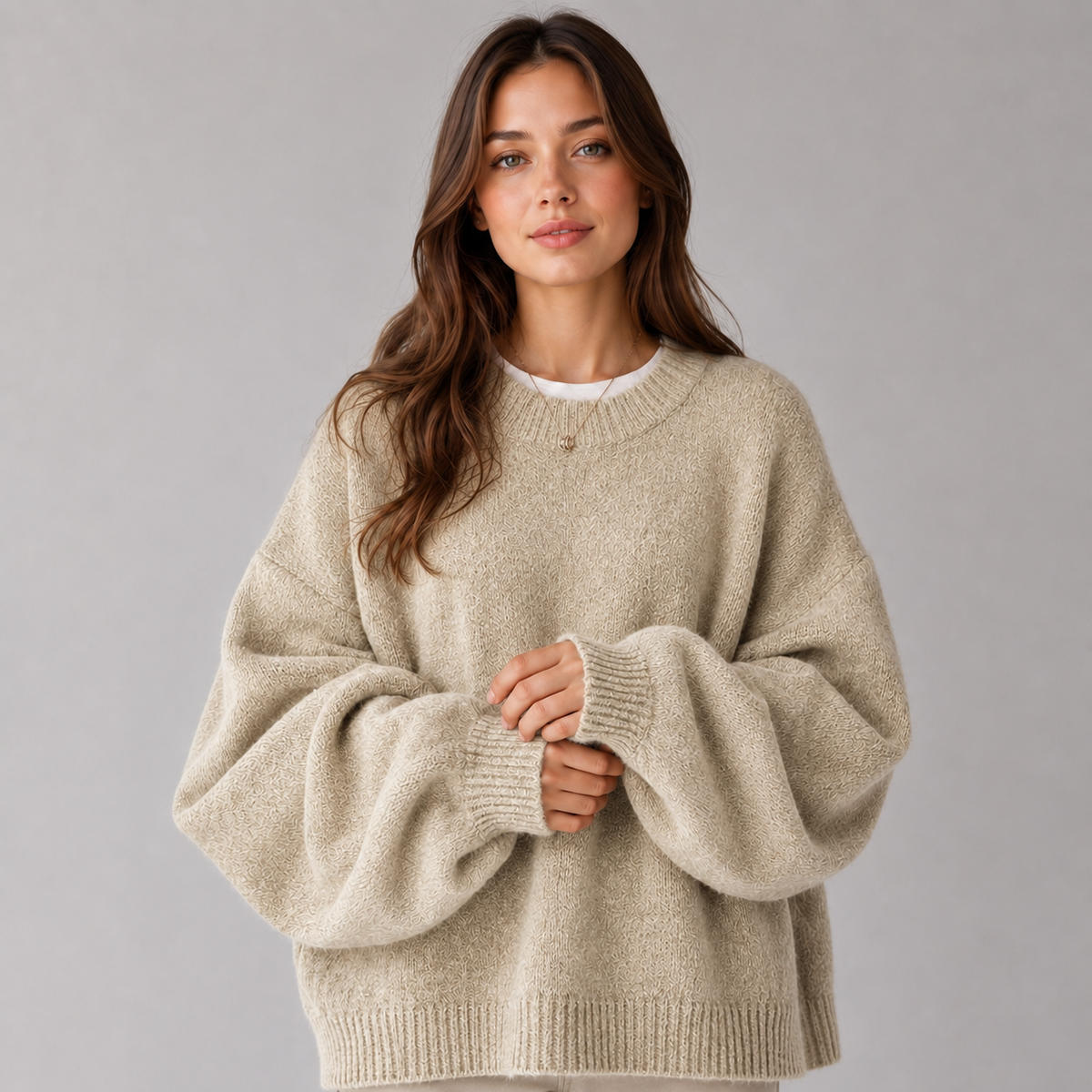 Ruby | Women's Split Hem Knit Sweater – Apricot