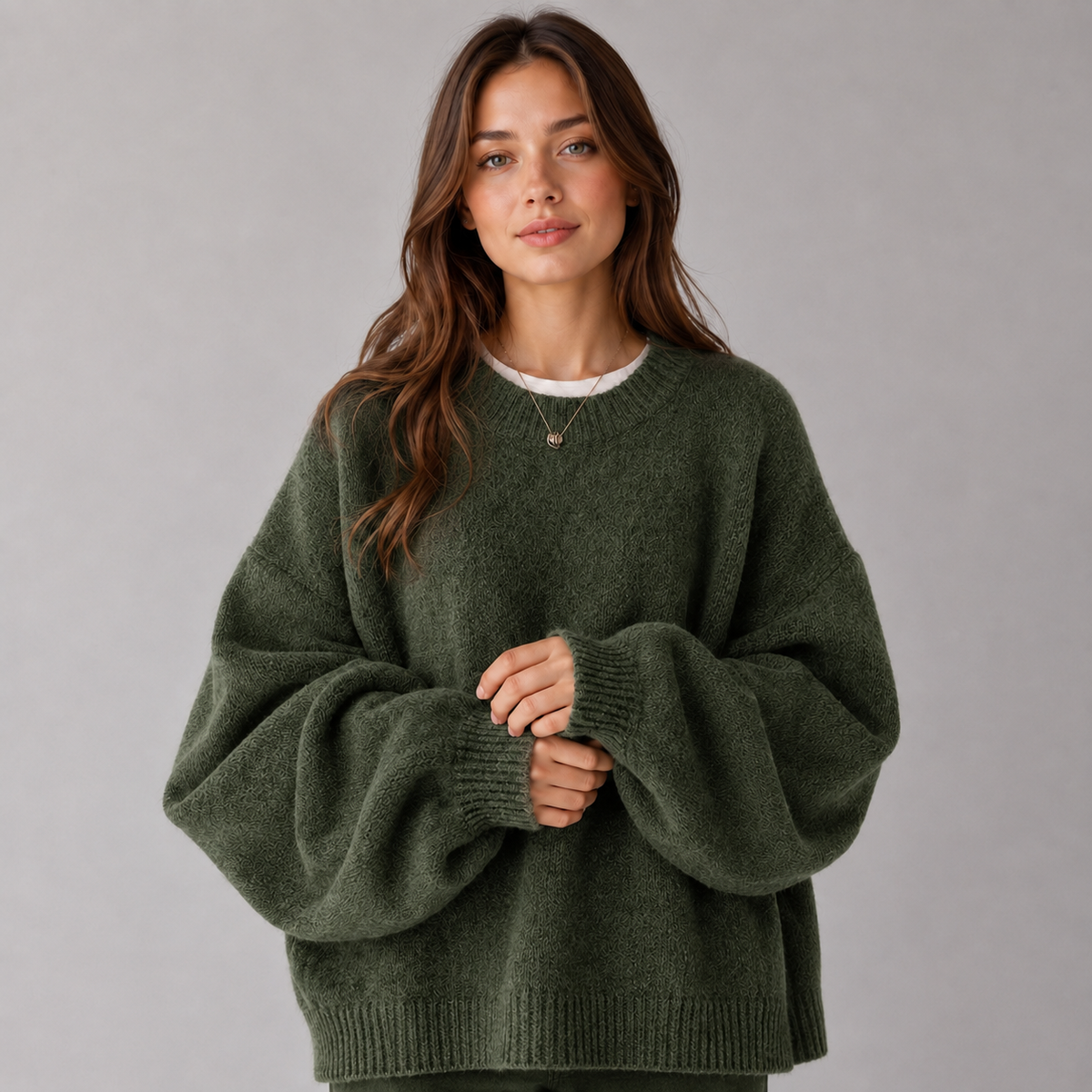 Ruby | Women's Split Hem Knit Sweater – Olive Green