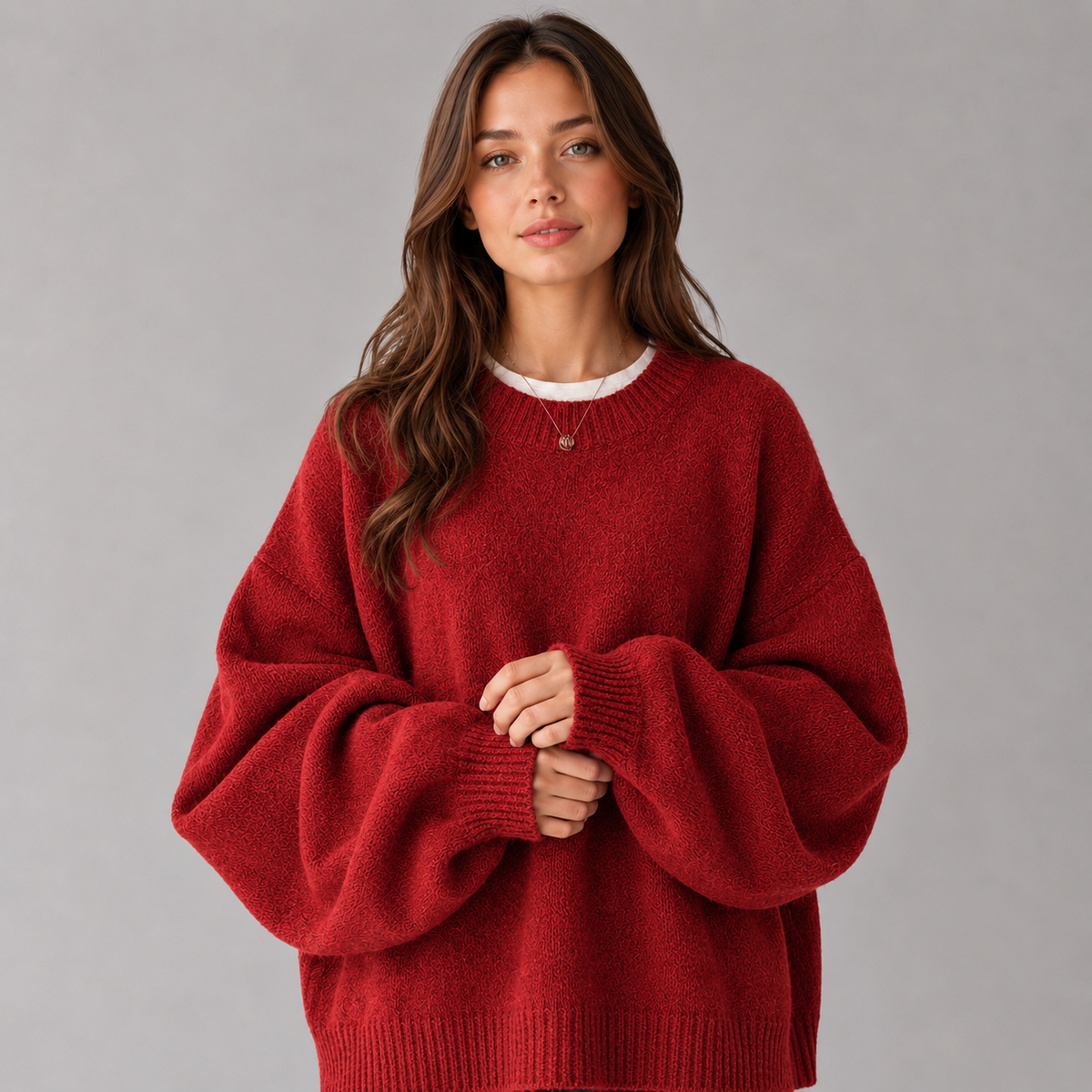 Ruby | Women's Split Hem Knit Sweater – Burgundy