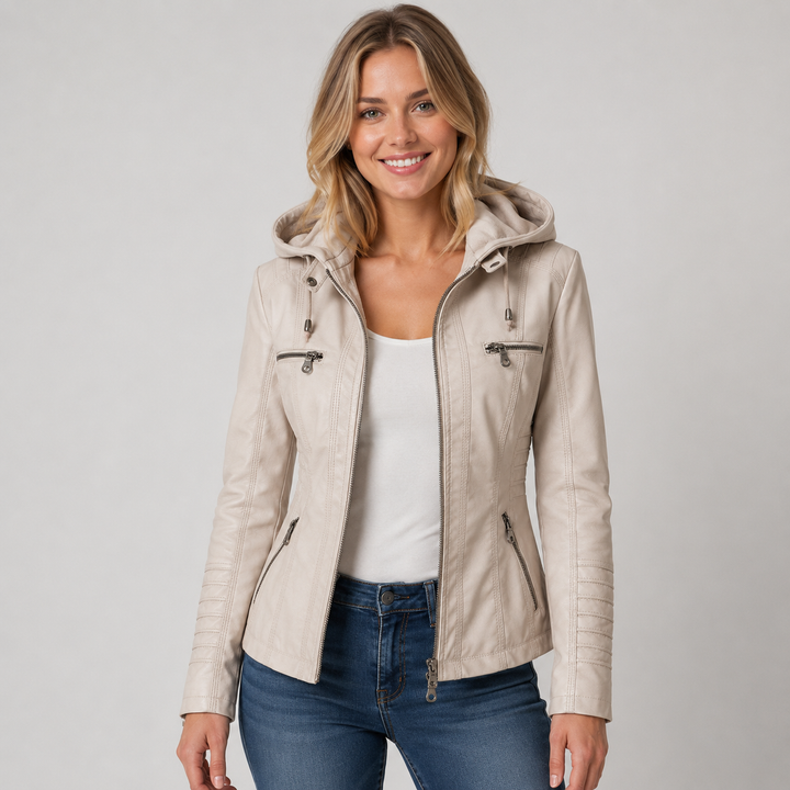 Joelle | Women's Faux Leather Jacket – Beige