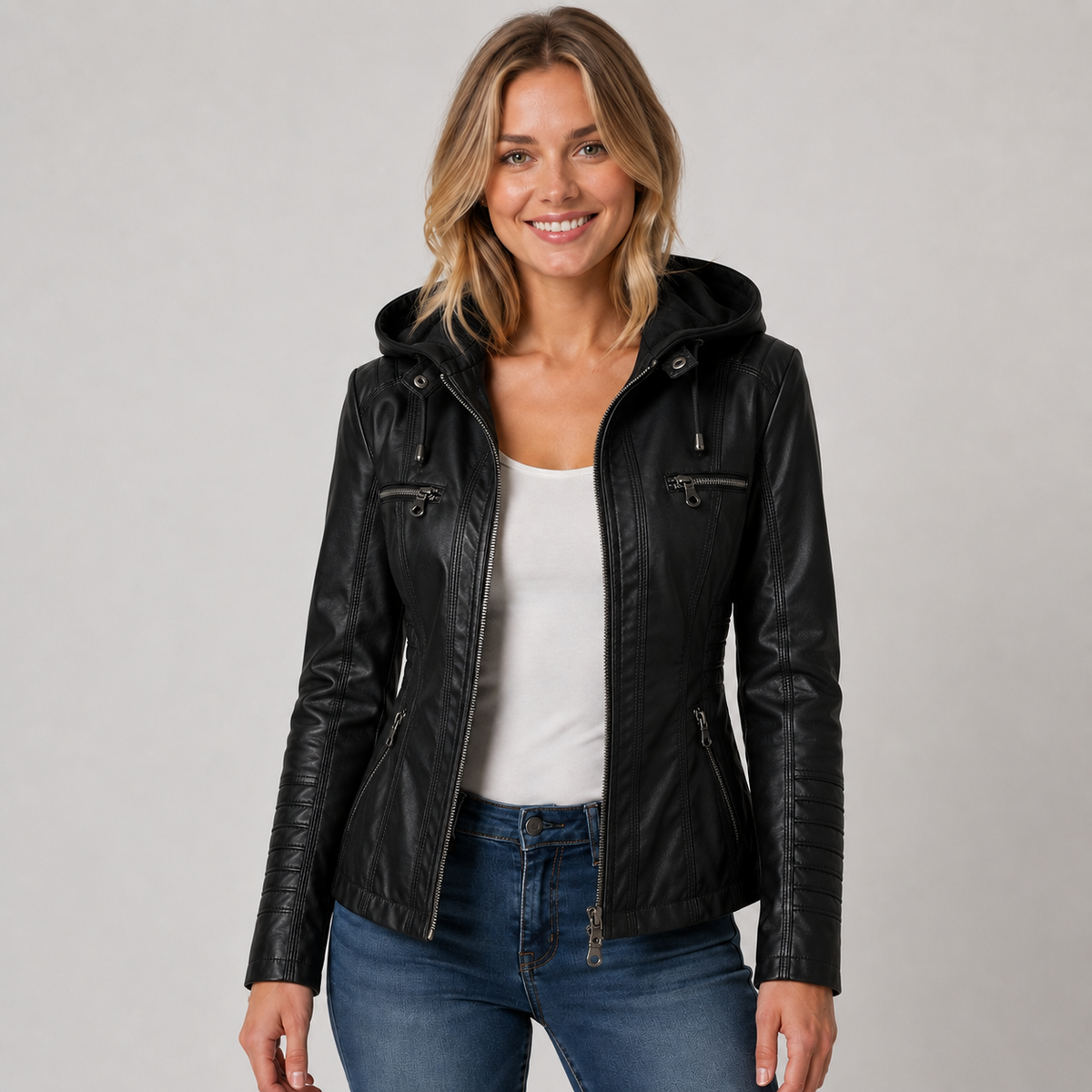 Joelle | Women's Faux Leather Jacket – Black