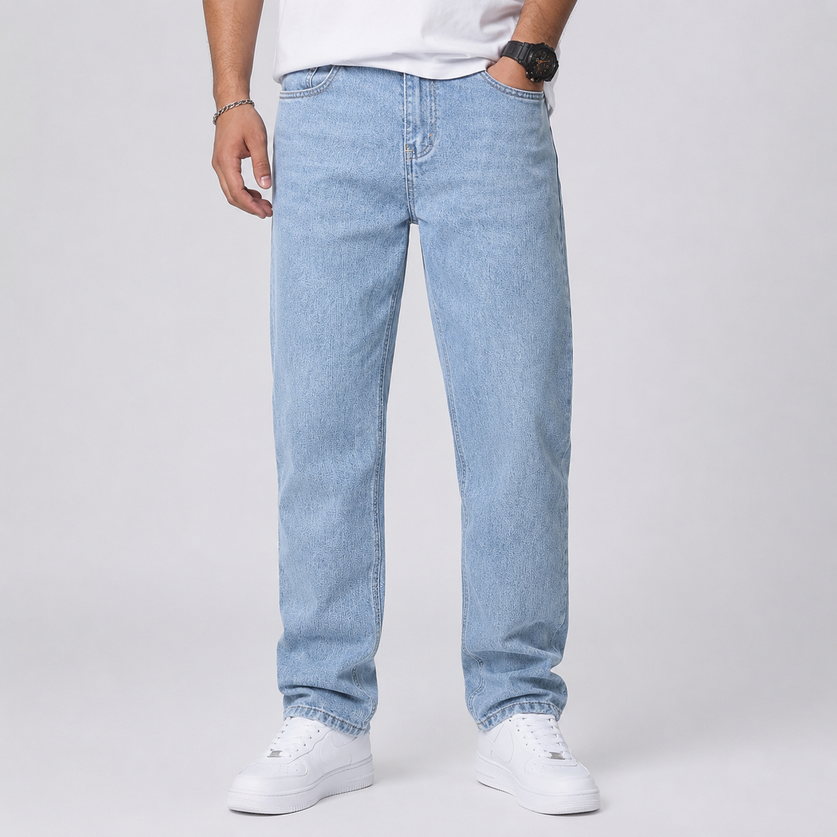 Leo | Men's Relaxed Denim Wide Leg Jeans – Straight Cut Pants