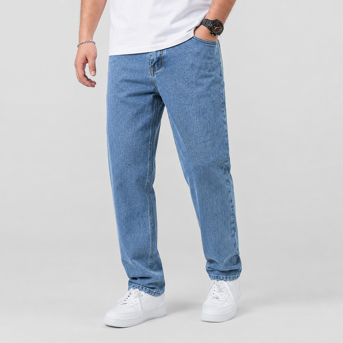 Leo | Men's Relaxed Denim Wide Leg Jeans – Straight Cut Pants