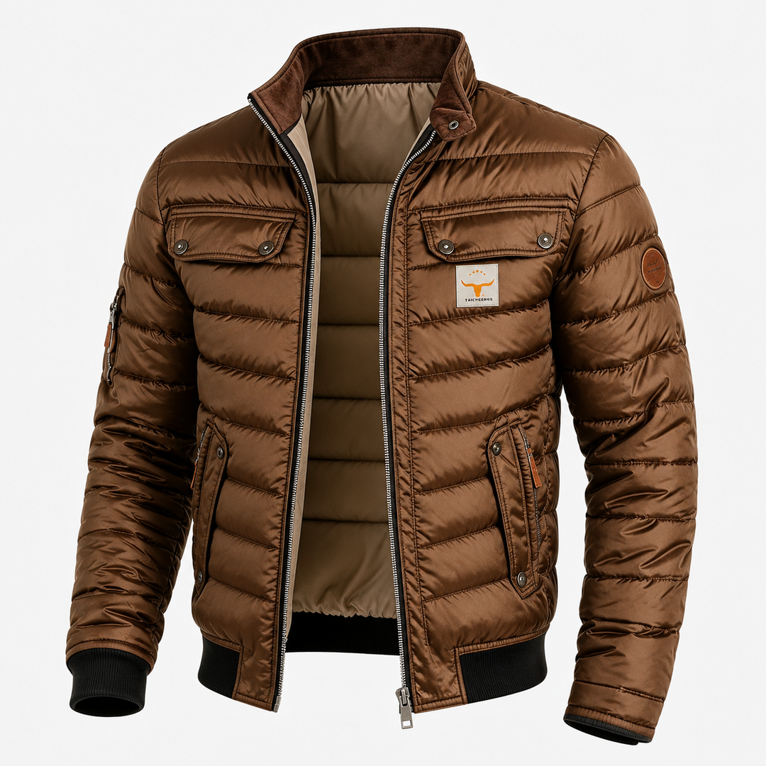 Nash | Men's Stand Collar Quilted Jacket – Brown