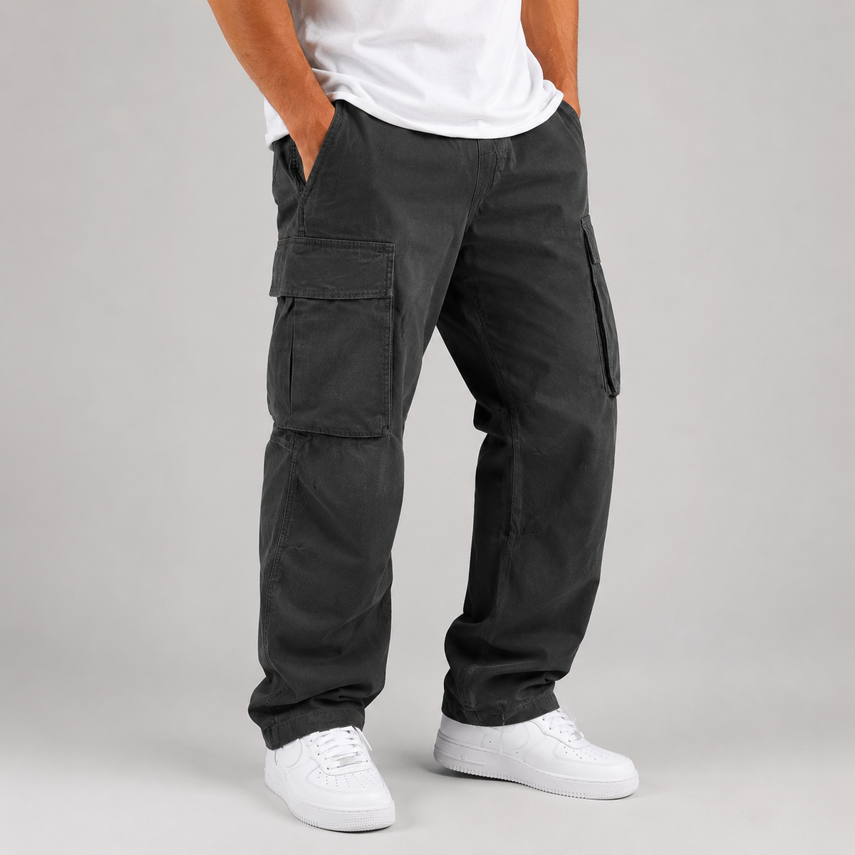 Cole | Men's Drawstring Cargo Pants – Relaxed Fit Utility Trousers