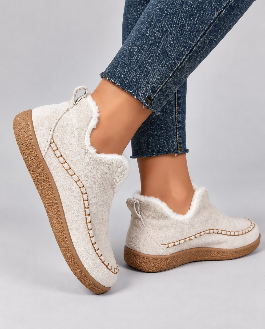 Lena | Women's Plush Lined Slip On Winter Boots – Cushioned Ankle Boots