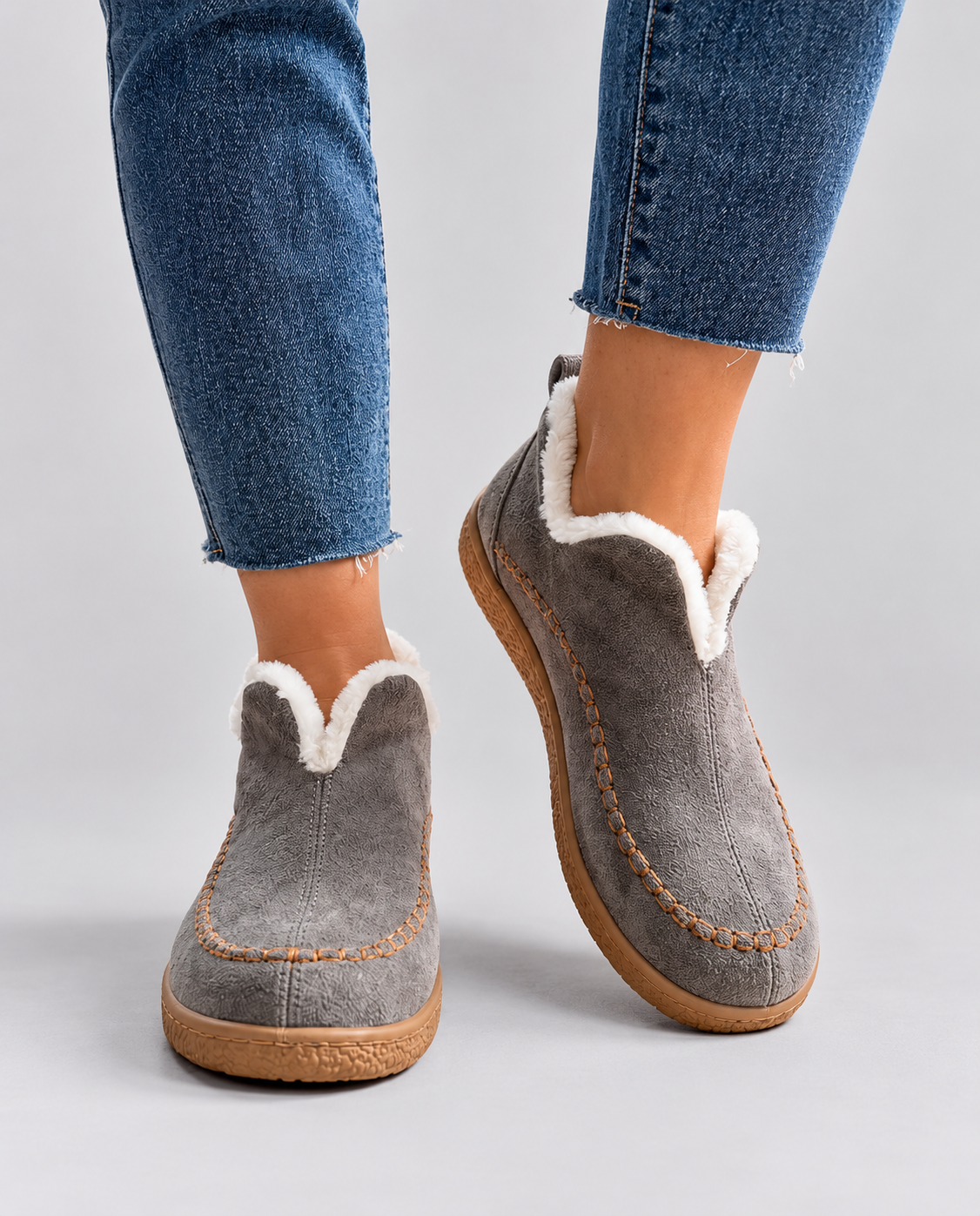Lena | Women's Plush Lined Slip On Winter Boots – Gray
