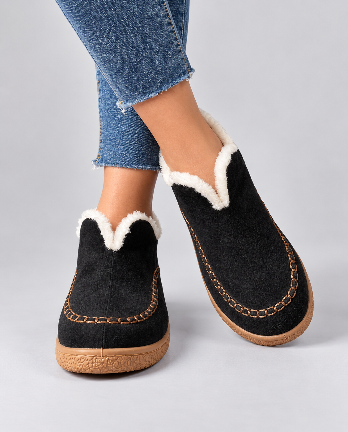 Lena | Women's Plush Lined Slip On Winter Boots – Black
