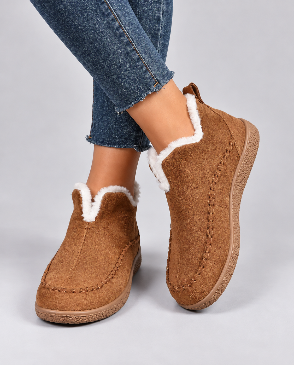 Lena | Women's Plush Lined Slip On Winter Boots – Brown