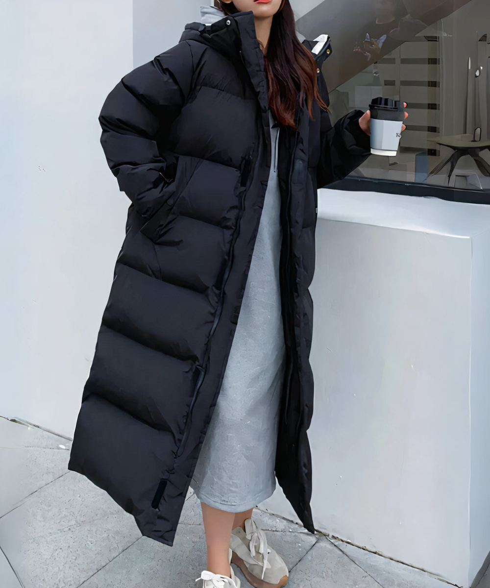 Esme | Women's Longline Down Puffer Jacket – Hooded Winter Coat