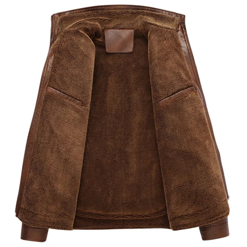 Carl | Men's Fleece Lined Faux Leather Winter Jacket – Rugged Utility Jacket
