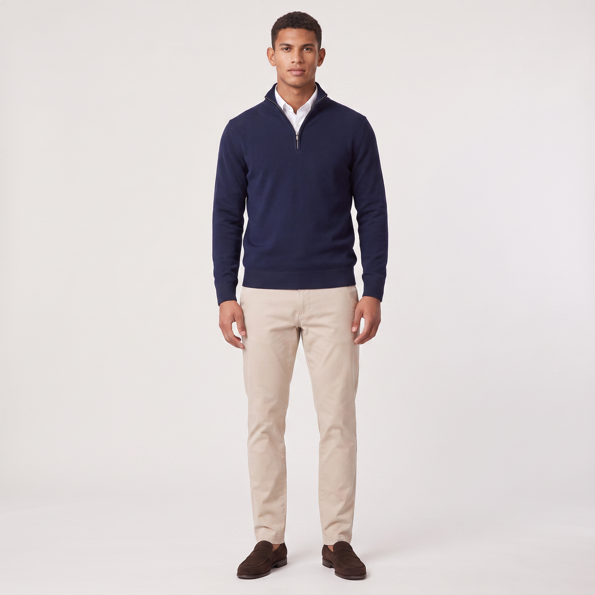 Ezra | Men's Quarter Zip Knit Sweater – Stand Collar Pullover