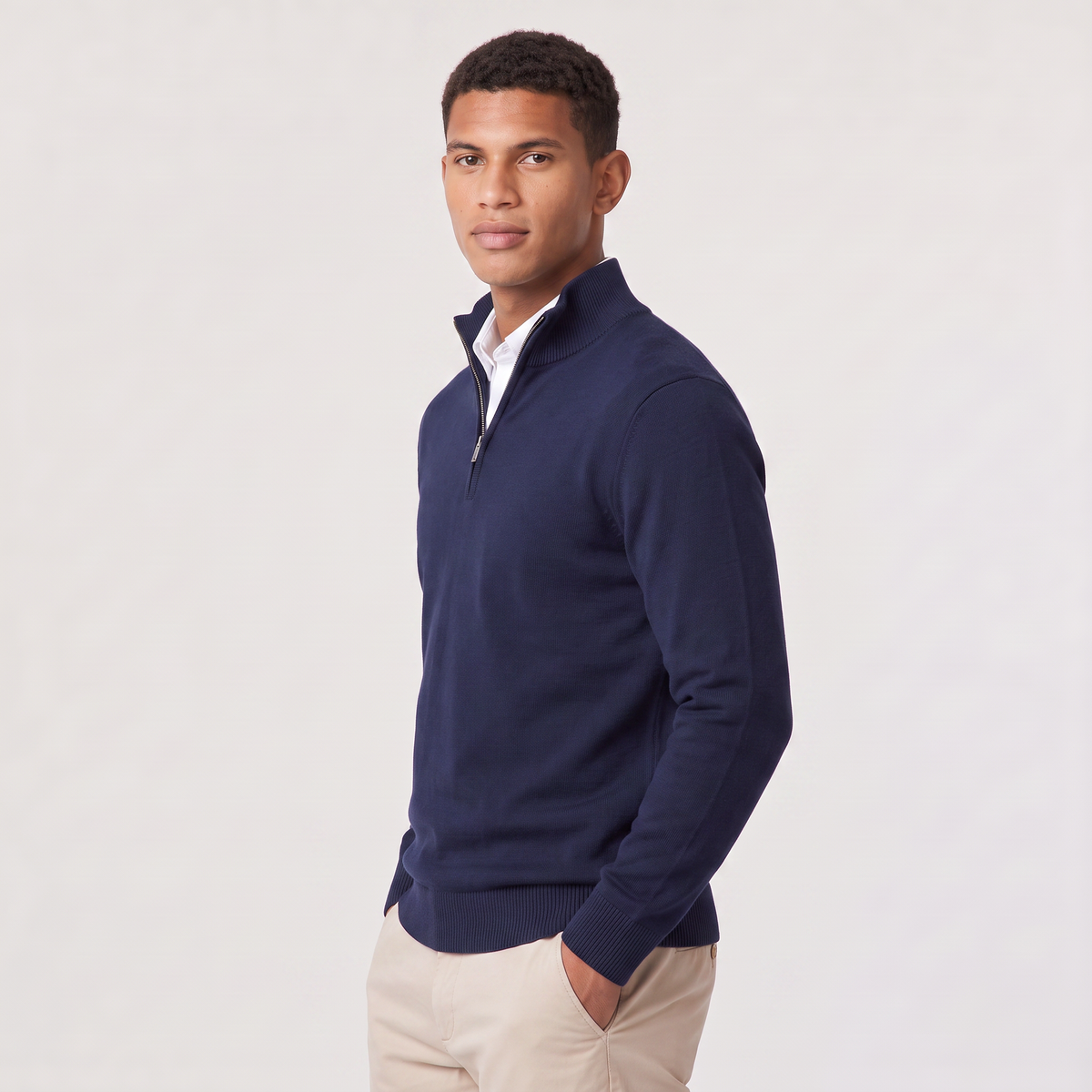 Ezra | Men's Quarter Zip Knit Sweater – Stand Collar Pullover