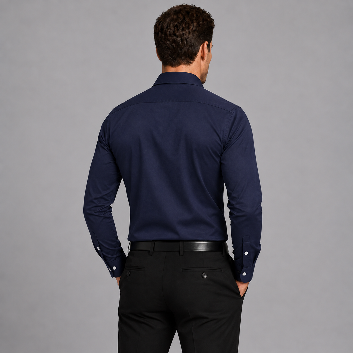 Abel | Men's Slim Fit Dress Shirt – Stretch Satin Look Long Sleeve Shirt