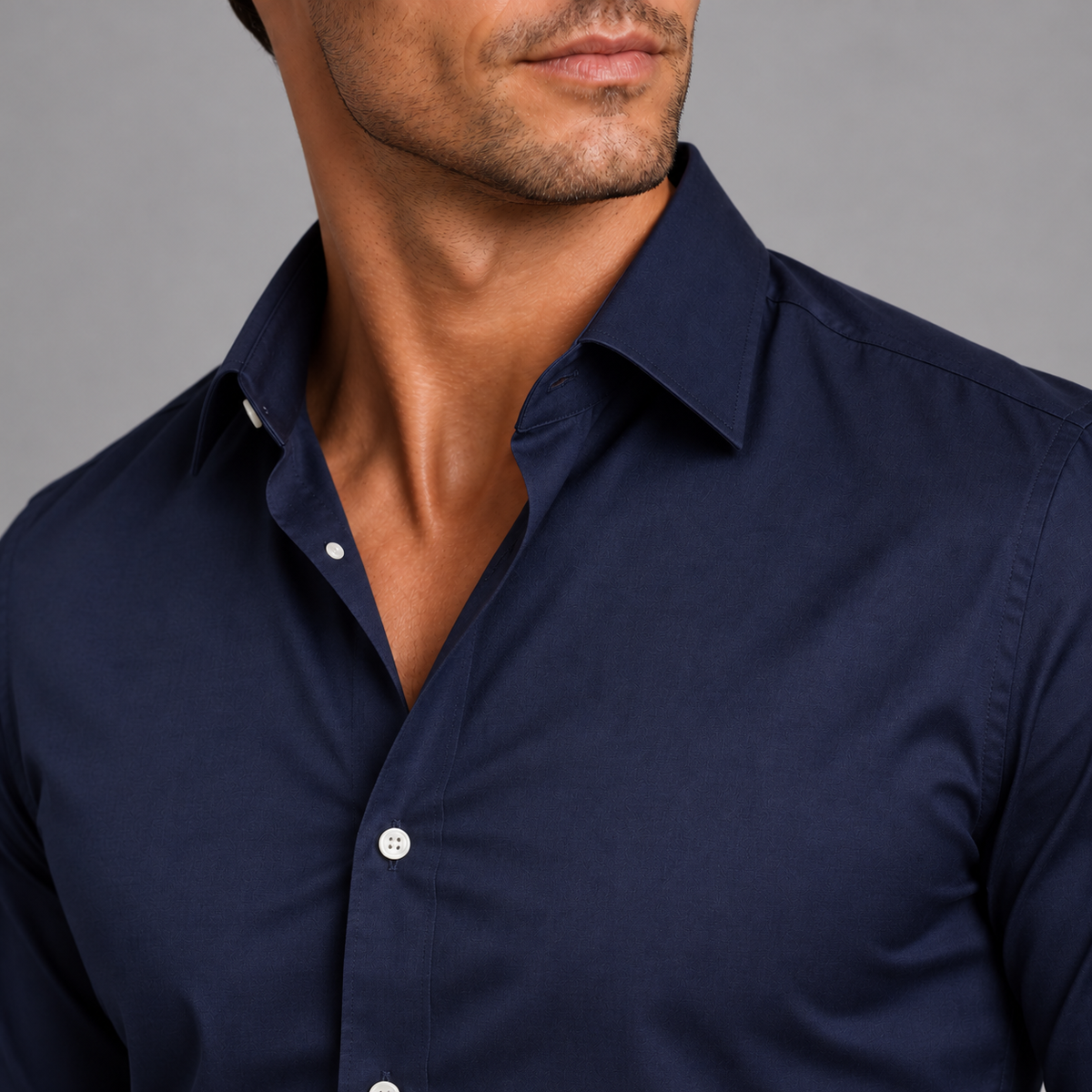 Abel | Men's Slim Fit Dress Shirt – Stretch Satin Look Long Sleeve Shirt