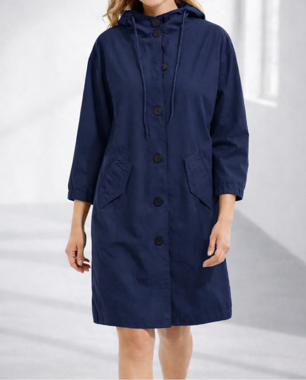 Daphne | Women's Long Hooded Winter Jacket – Navy Blue