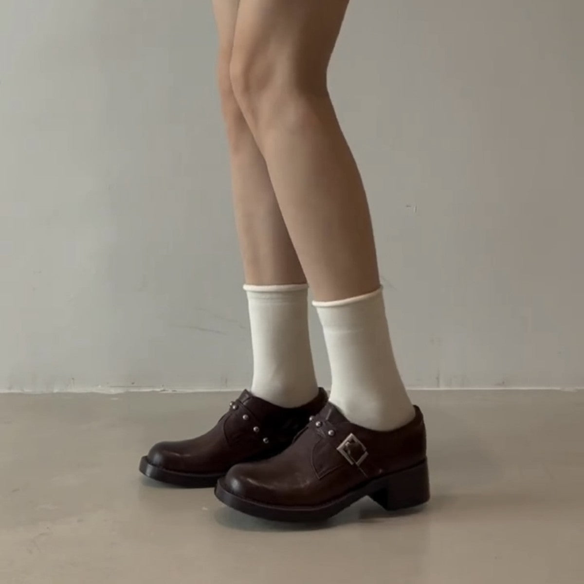 Claire | Women's Studded Buckle Ankle Boots – Chunky Block Heel Fall Boots