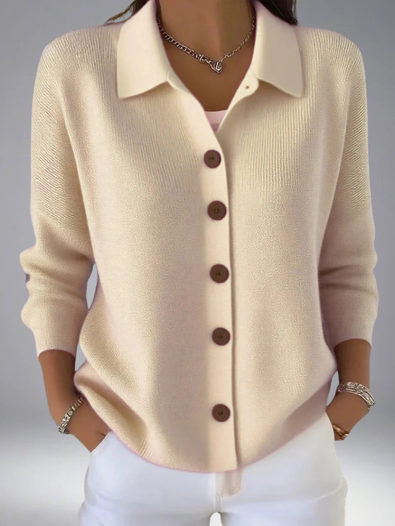 Oona | Women's Collared Knit Cardigan Sweater – Lapel Button Up Cardigan
