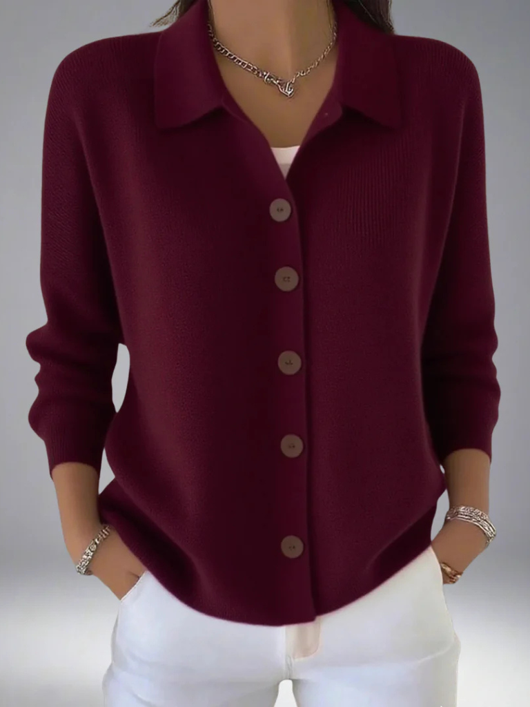 Oona | Women's Collared Knit Cardigan Sweater – Lapel Button Up Cardigan