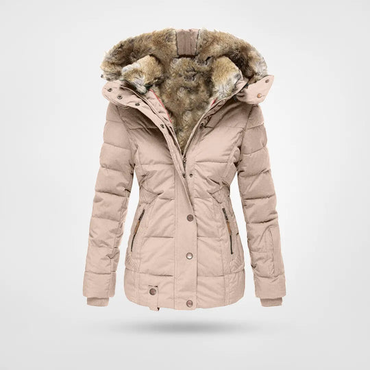 Ruth | Women's Faux Fur Hood Winter Jacket – Light Pink