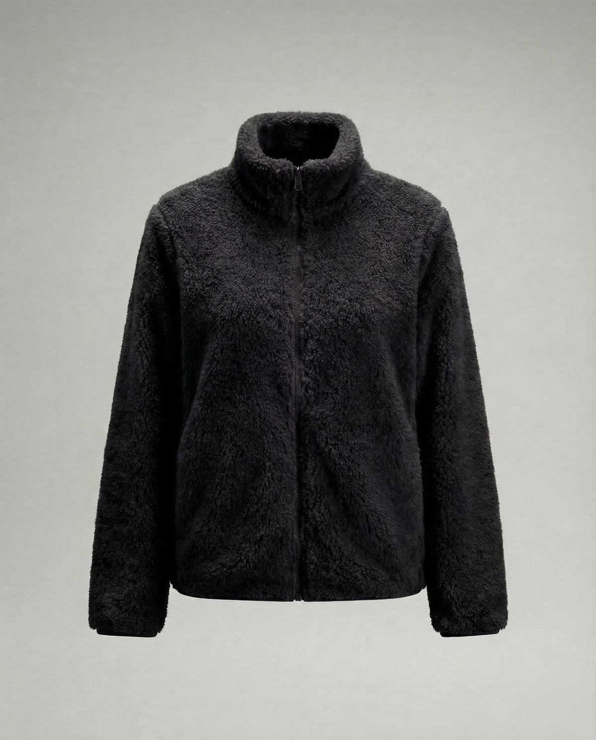 Wren | Women's Stand Collar Fleece Jacket – Black