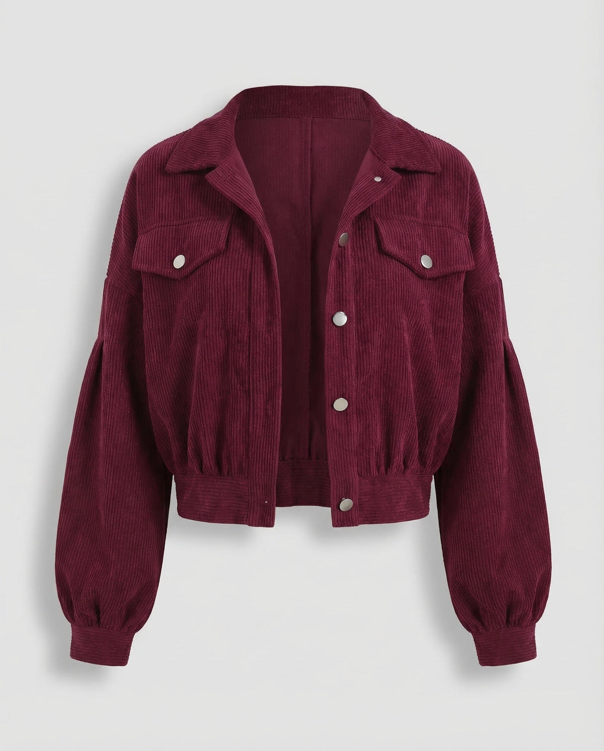 Nadia | Women's Cropped Corduroy Winter Jacket – Wine Red