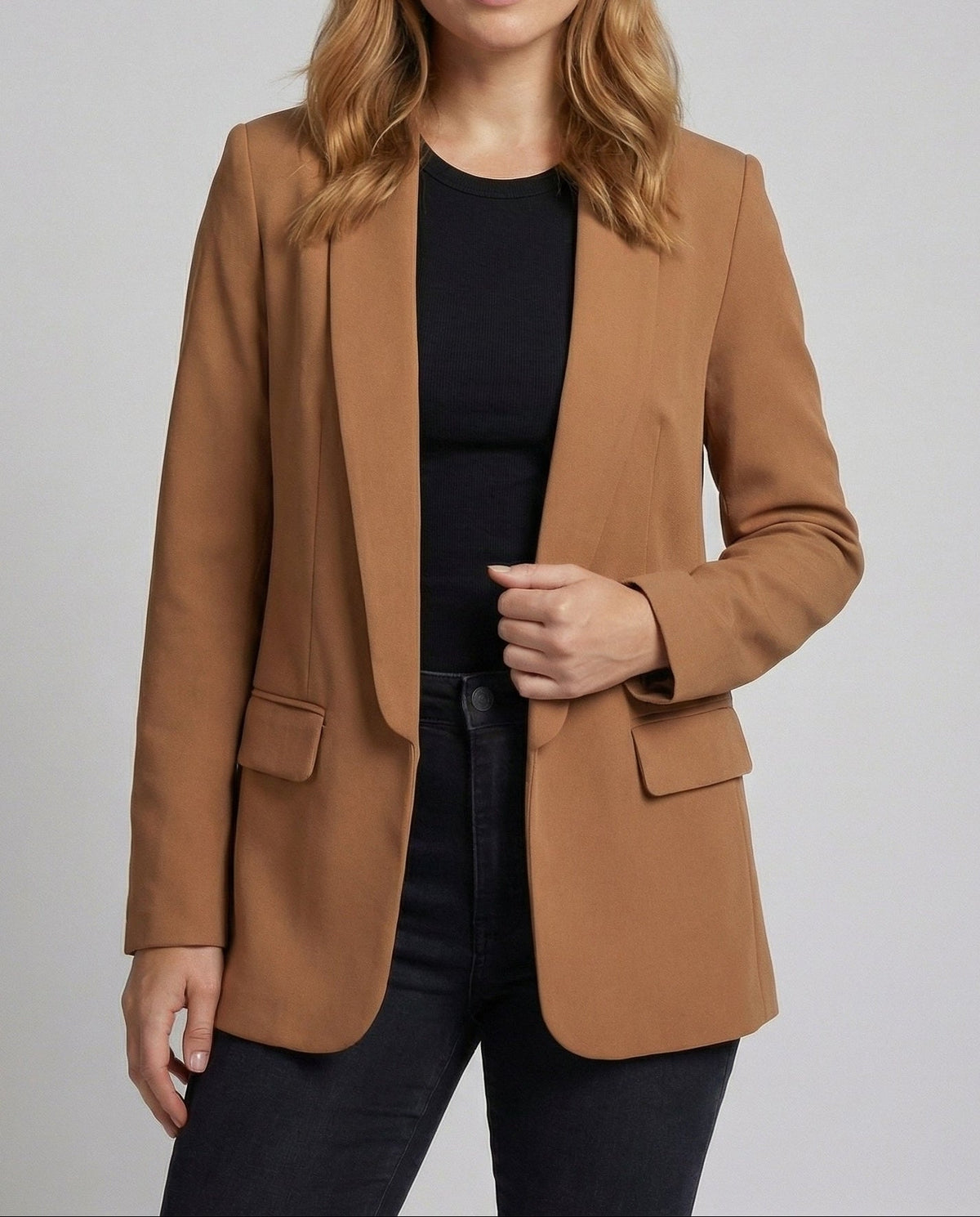 Hedy | Women's Shawl Collar Blazer – Longline Open Front Blazer