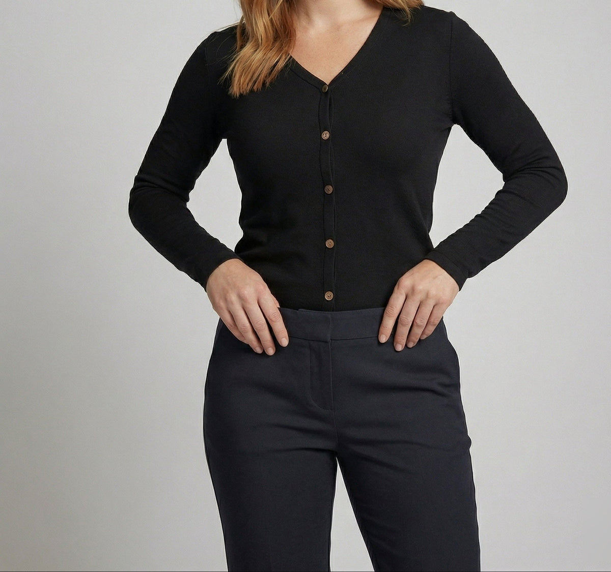 Daphne | Women's Slim V-Neck Cardigan Sweater – Fitted Button Front Cardigan