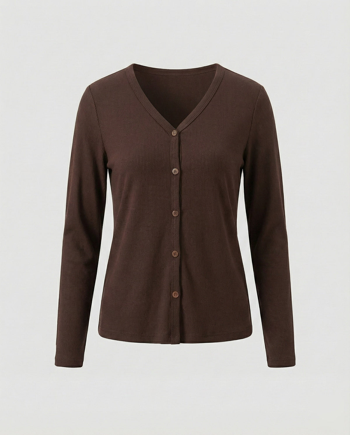Daphne | Women's Slim V-Neck Cardigan Sweater – Dark Brown