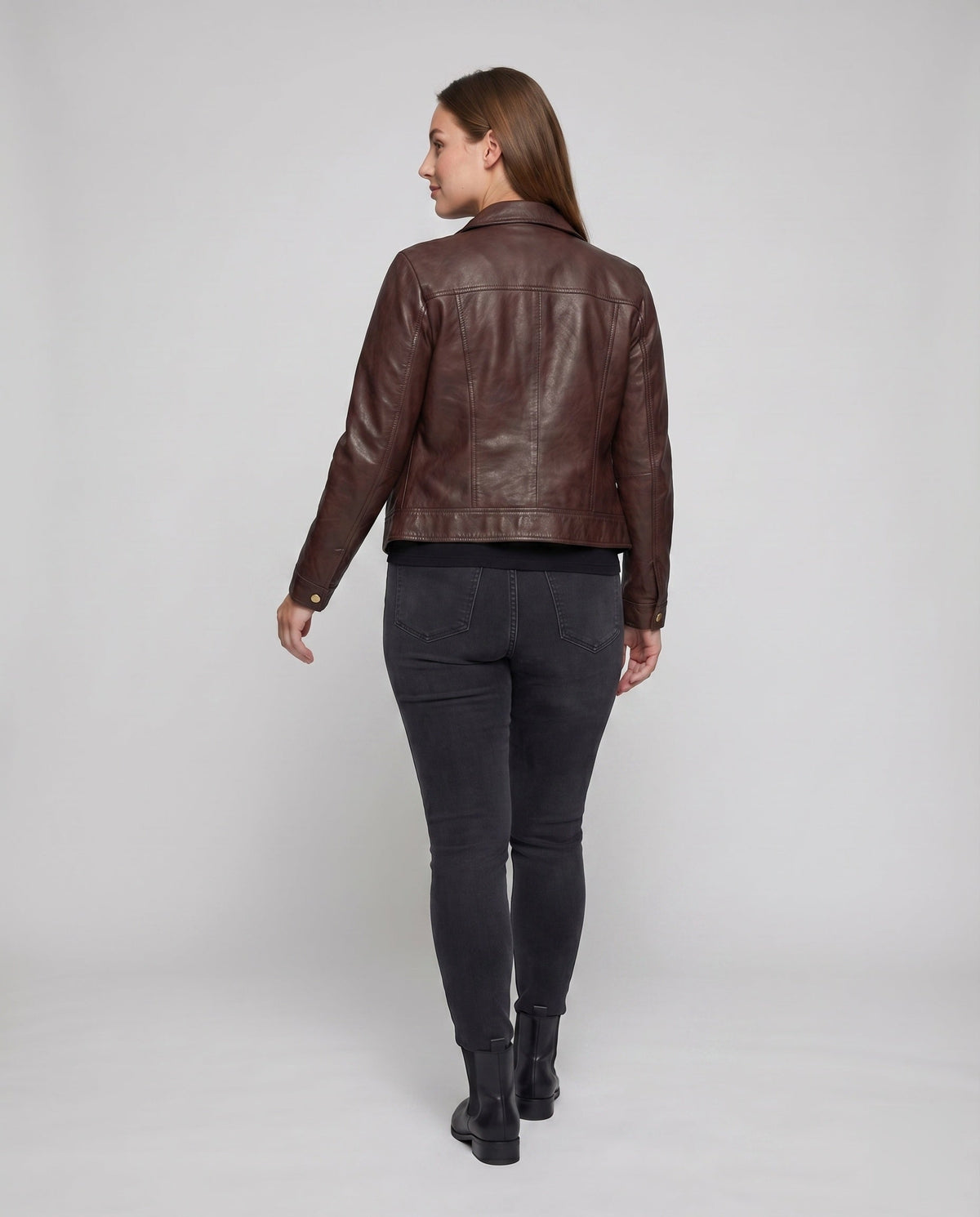 Iris | Women's Cropped Faux Leather Jacket – Button Front Jacket