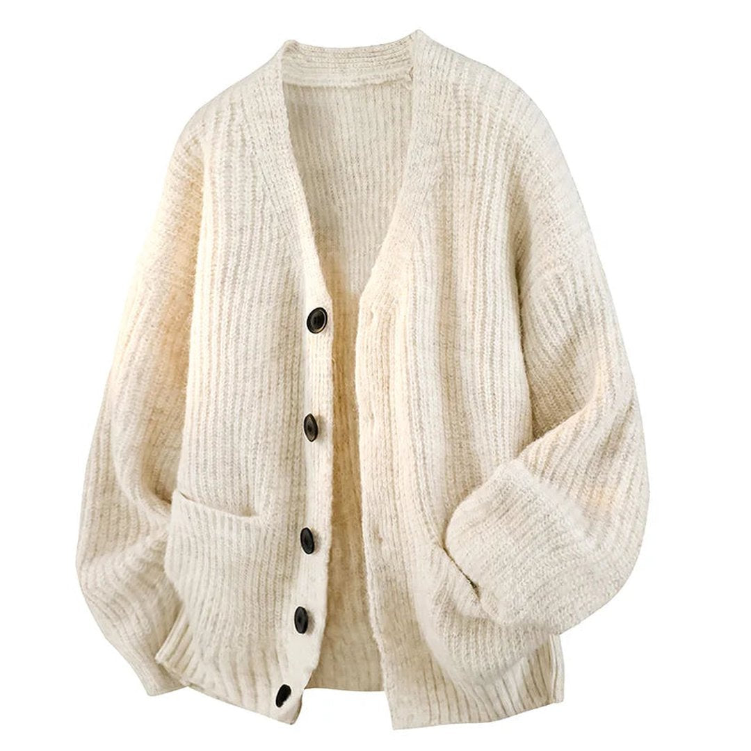 Audrey | Women's V-Neck Cardigan Sweater – Relaxed Knit Cardigan