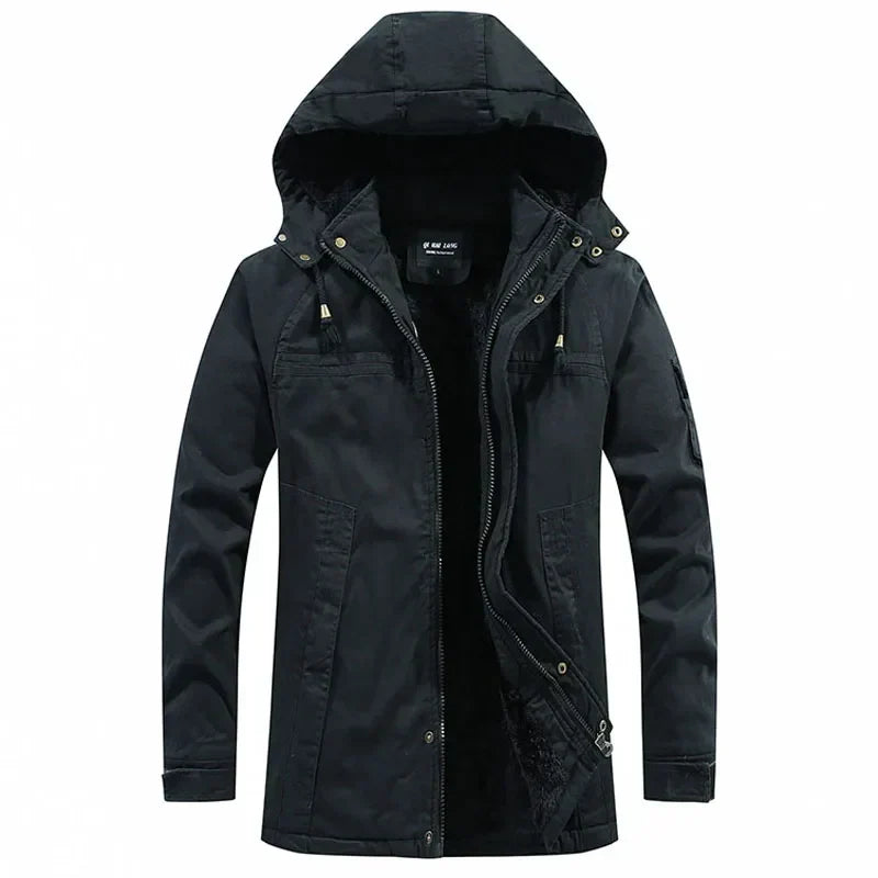 Dean | Men's Fleece Lined Hooded Winter Jacket – Rugged Full Zip Coat