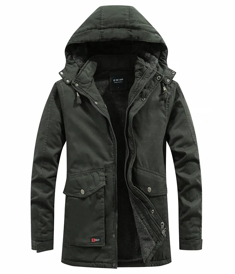 Dean | Men's Fleece Lined Hooded Winter Jacket – Rugged Full Zip Coat