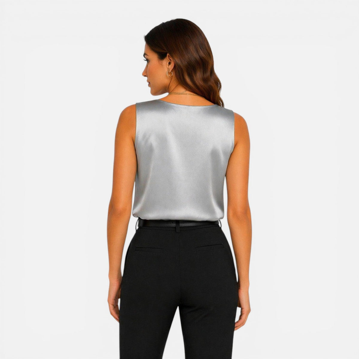 Aria | Women's Satin Look V-Neck Camisole Top – Sleeveless Layering Top