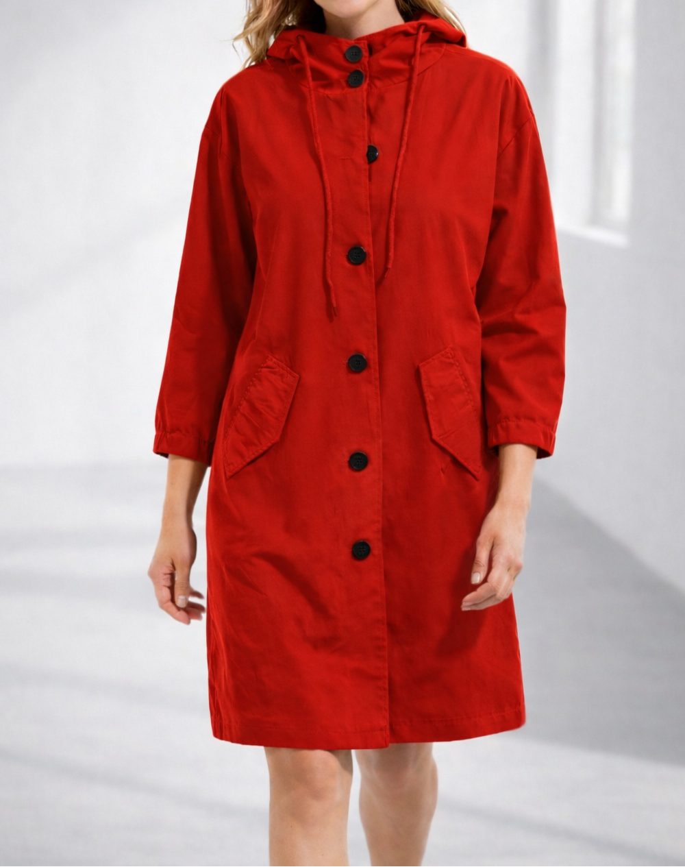 Daphne | Women's Long Hooded Winter Jacket – Red