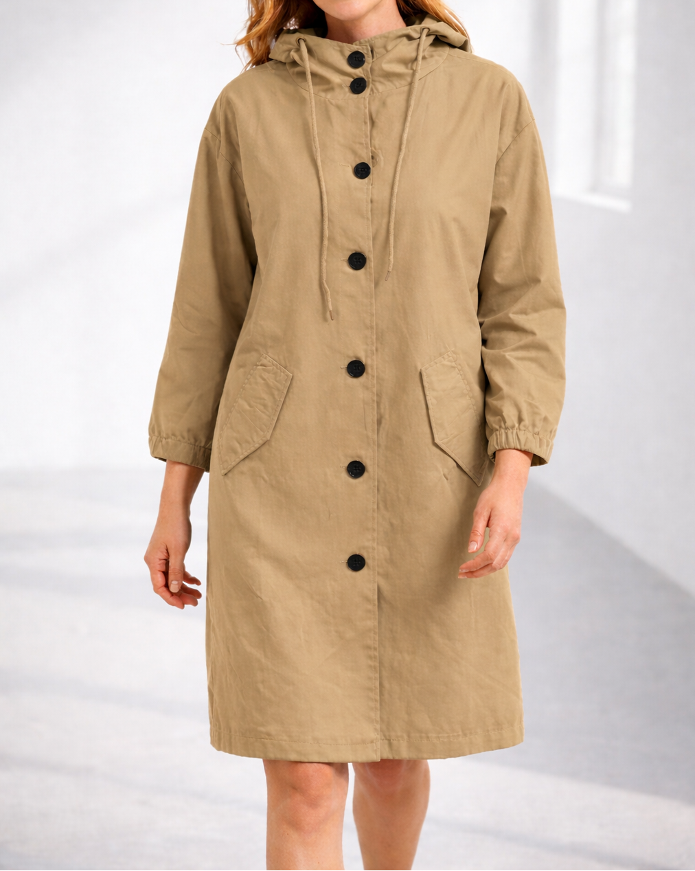 Daphne | Women's Long Hooded Winter Jacket – Khaki