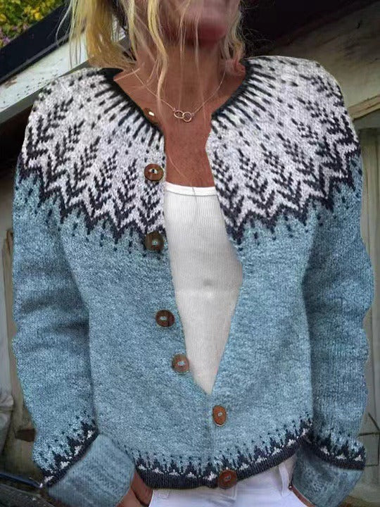 Ella | Women's Hand Knit Nordic Cardigan Sweater – Itch Free Yoke Cardigan