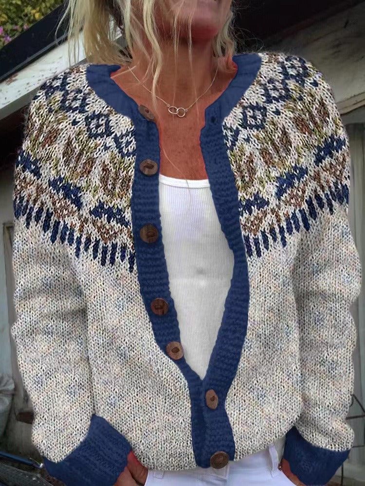 Emily | Women's Open Front Nordic Cardigan Sweater – Handmade Knit Cardigan