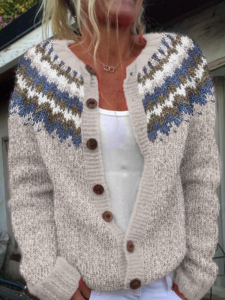 Freya | Women's Vintage Nordic Cardigan Sweater – Handmade Yoke Knit