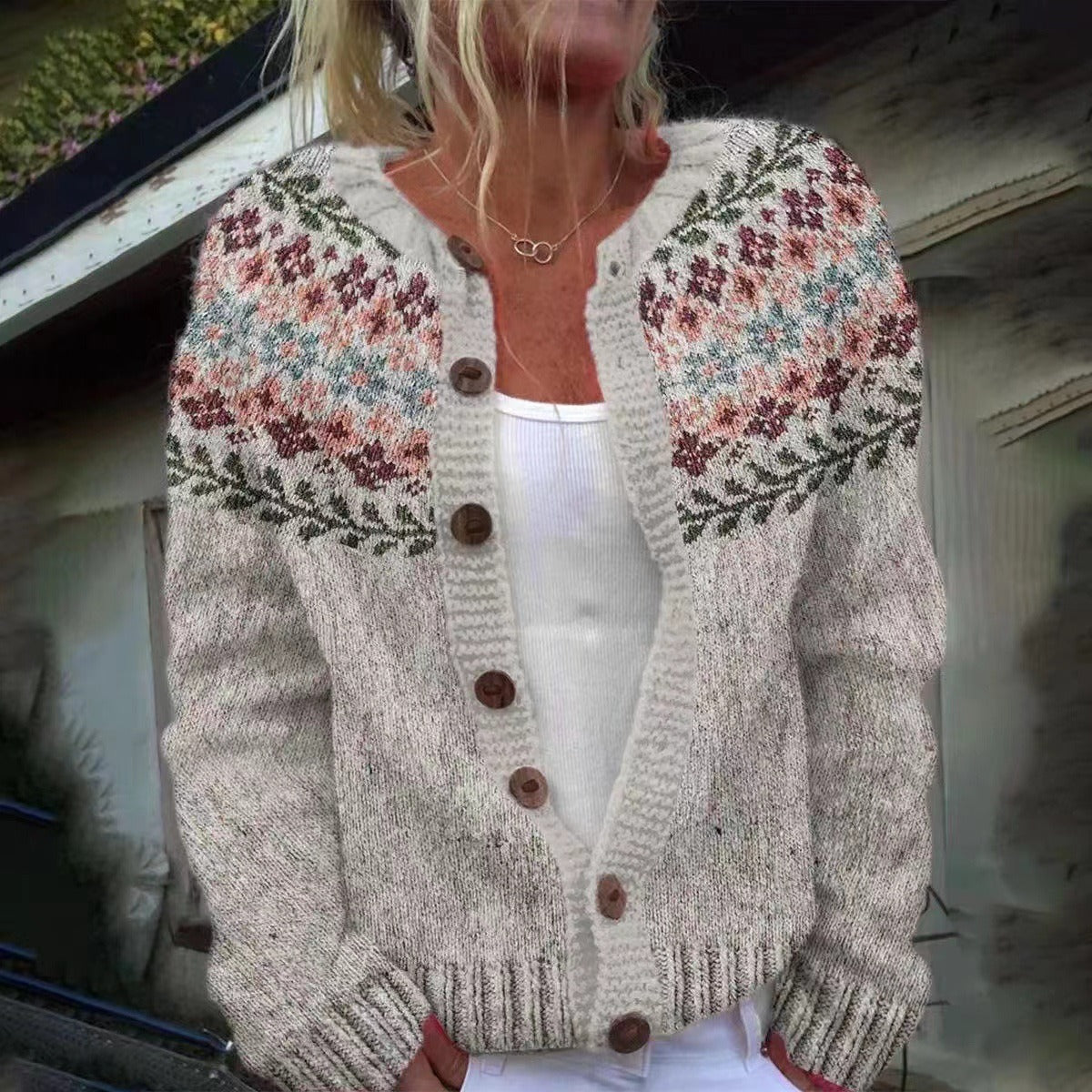 Petra | Women's Soft Nordic Yoke Cardigan Sweater – Itch-Free Knit Cardigan