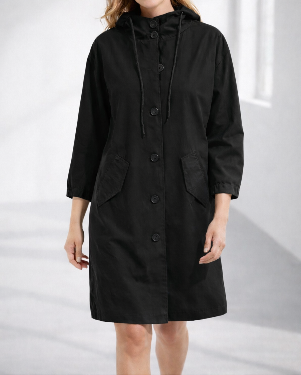 Daphne | Women's Long Hooded Winter Jacket – Black