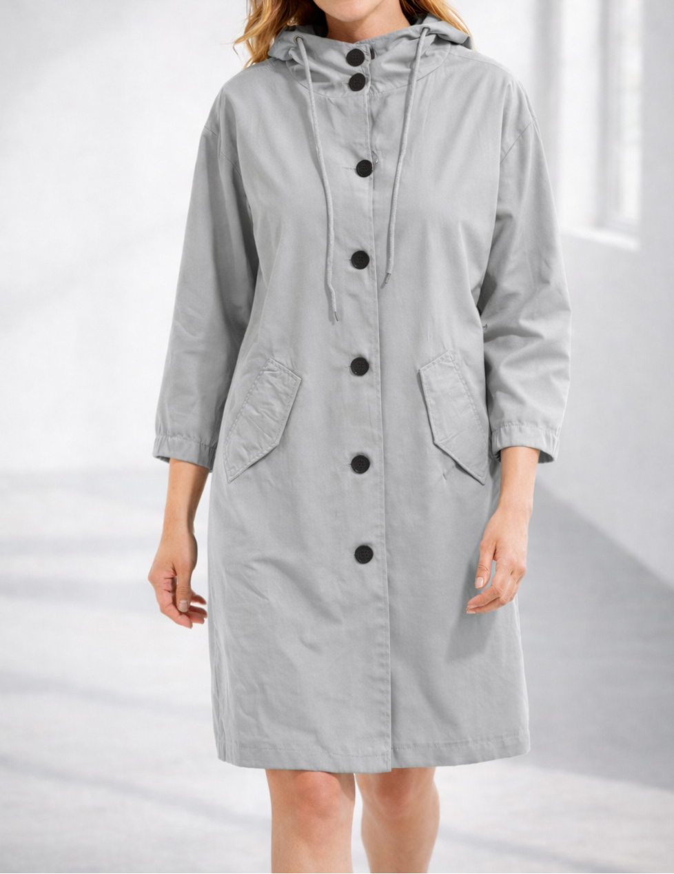 Daphne | Women's Long Hooded Winter Jacket – Grey