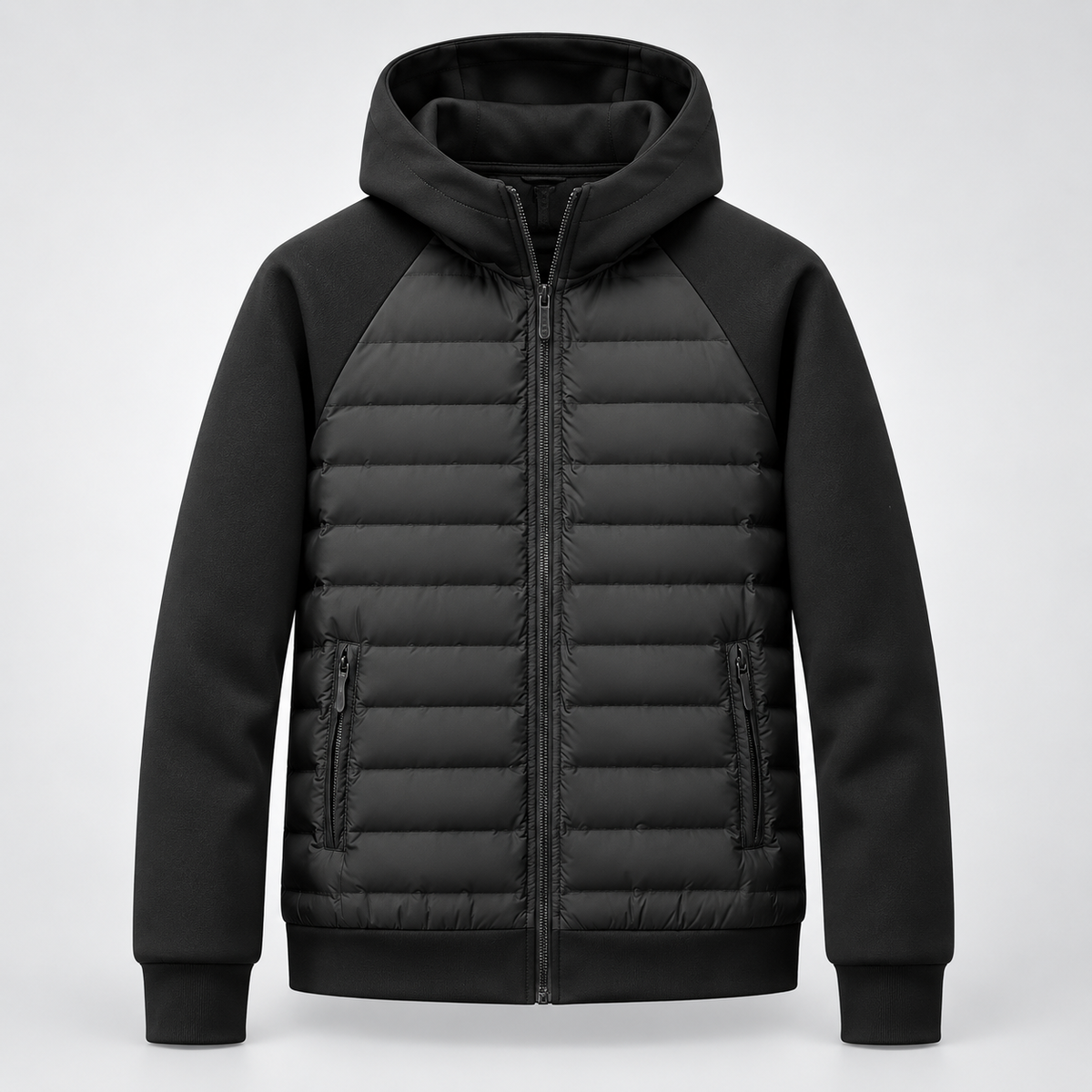 Ian | Men's Hooded Quilted Winter Jacket – Black