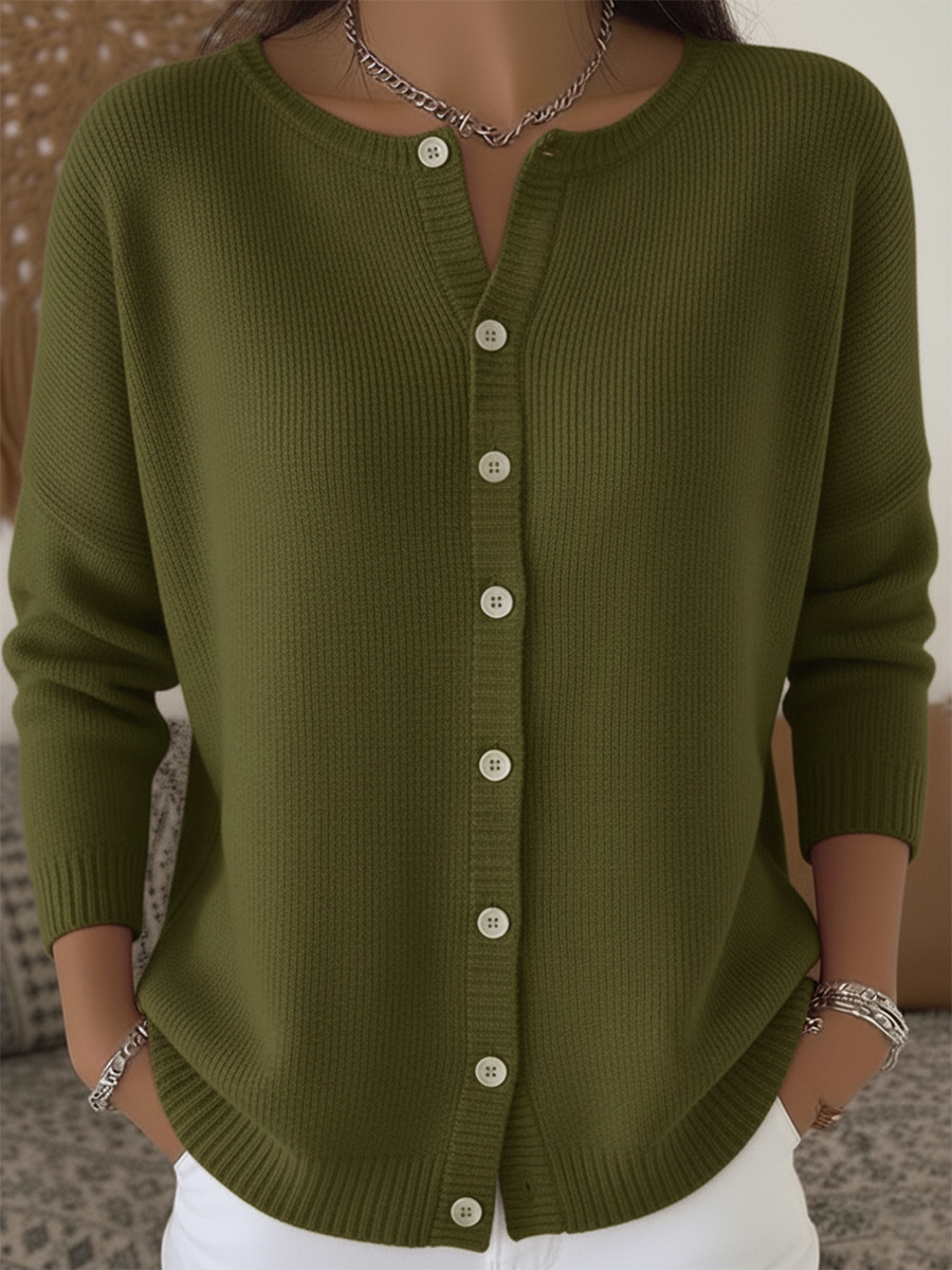 Gia | Women's Button Up Cardigan Sweater – Soft Minimalist Knit Cardigan