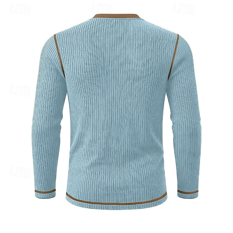 Zane | Men's Rib Knit Henley Shirt – Flexible Long Sleeve Base Layer