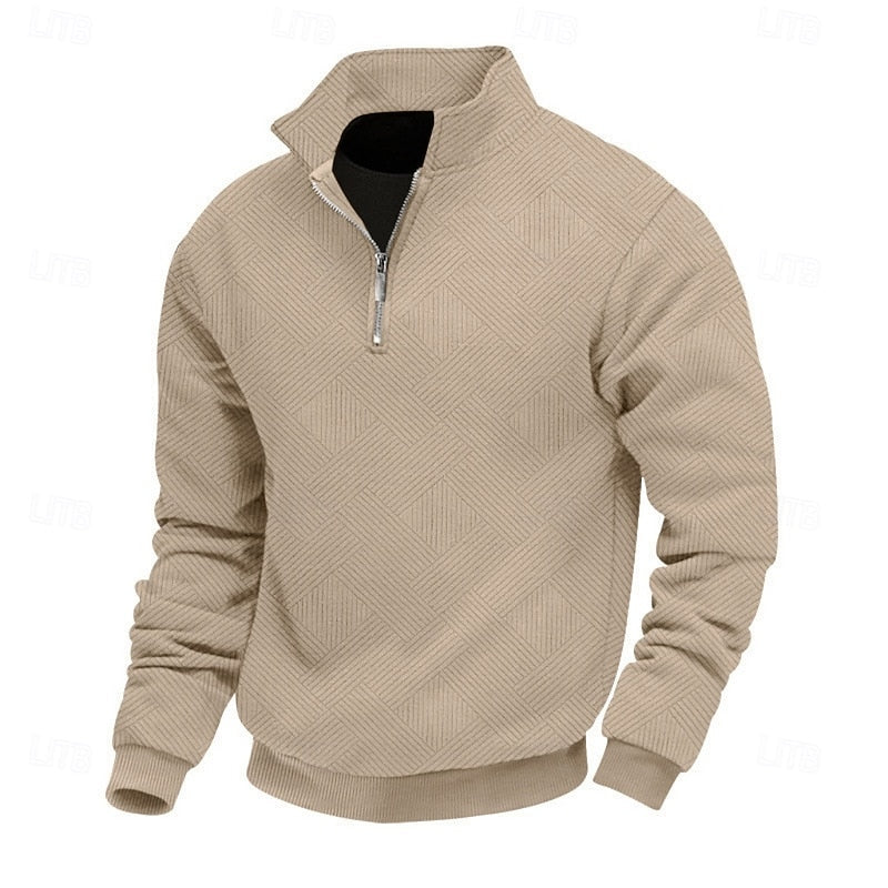 Hank | Men's Collared Quarter Zip Sweater – Textured Knit Pullover