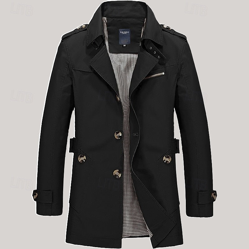 Kane | Men's Single Breasted Trench Coat – Black