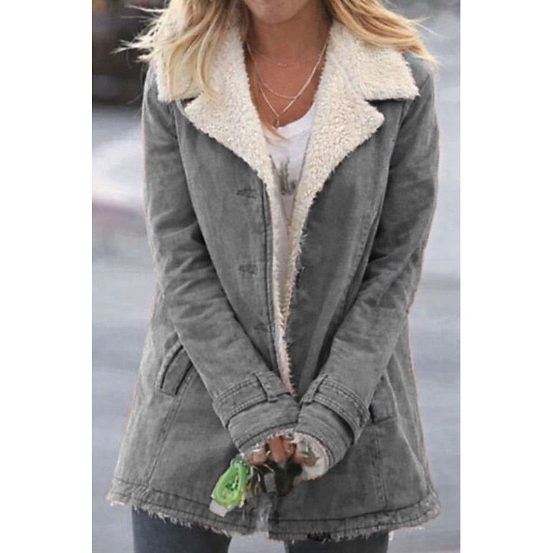 Maya | Women's Sherpa Lined Winter Coat – Gray