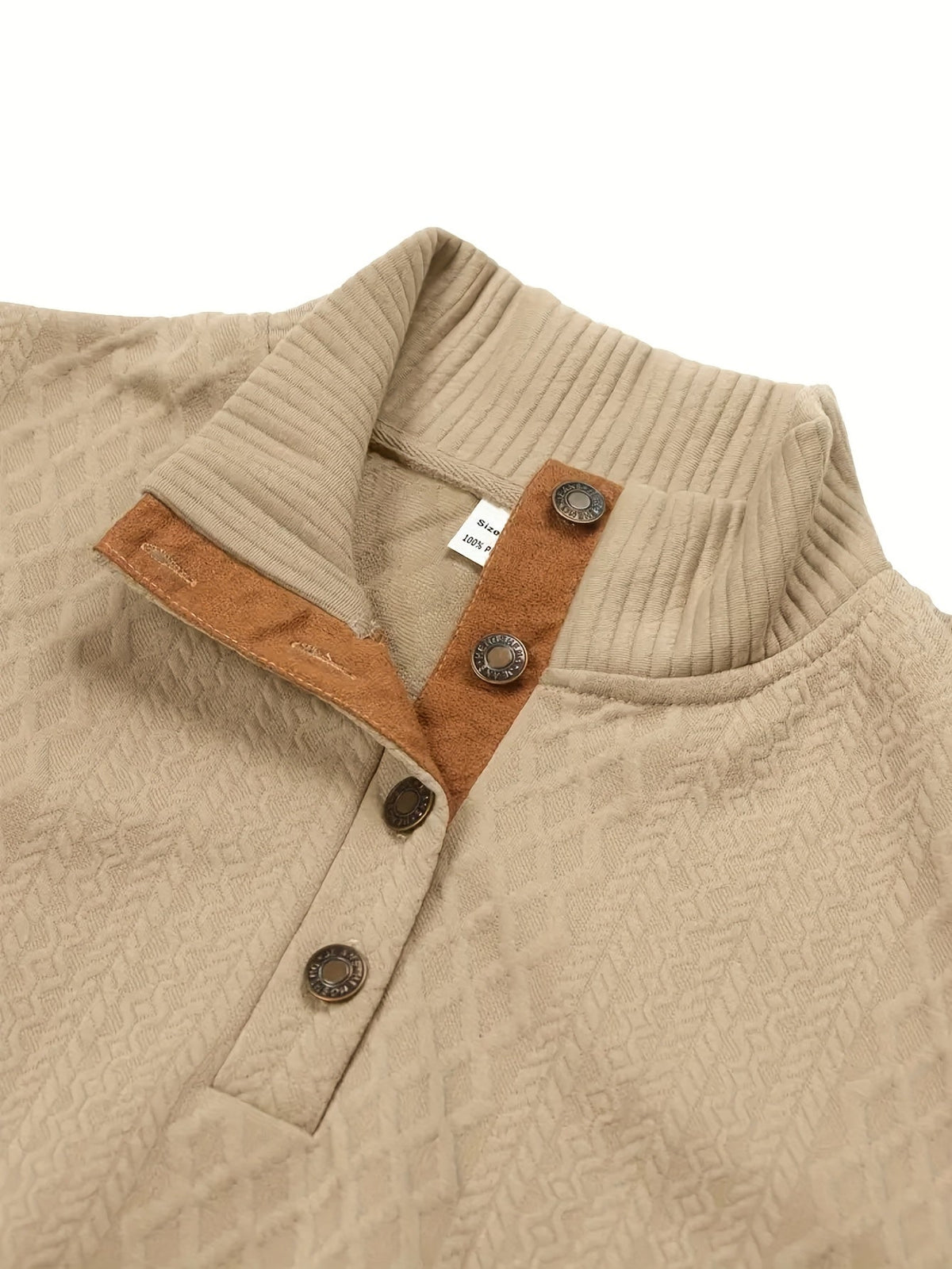 Grant | Men's Diamond Knit Sweater – Stand Collar Button Placket Pullover