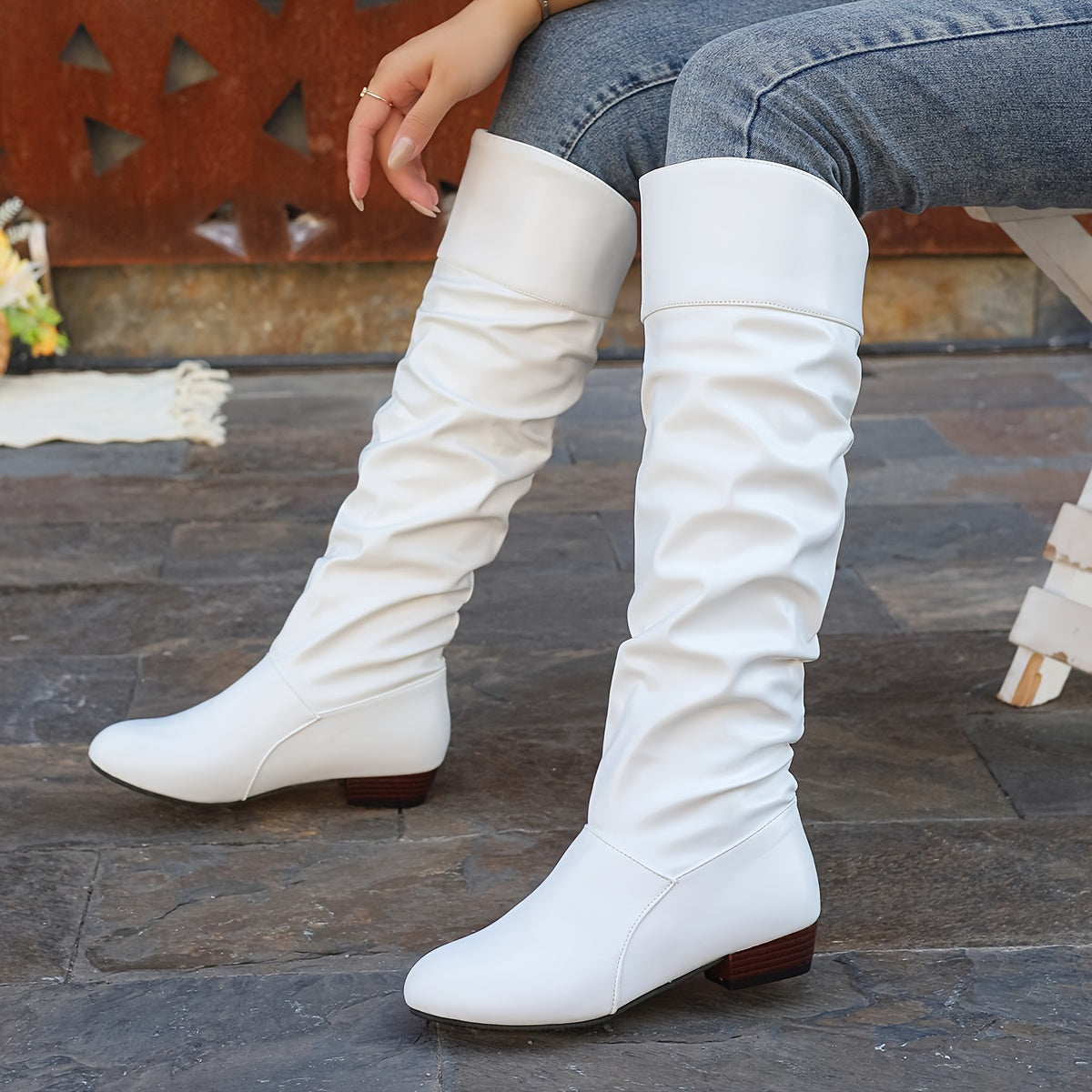 Lily | Women's Slouchy Low Heel Knee High Boots – Fall Boots